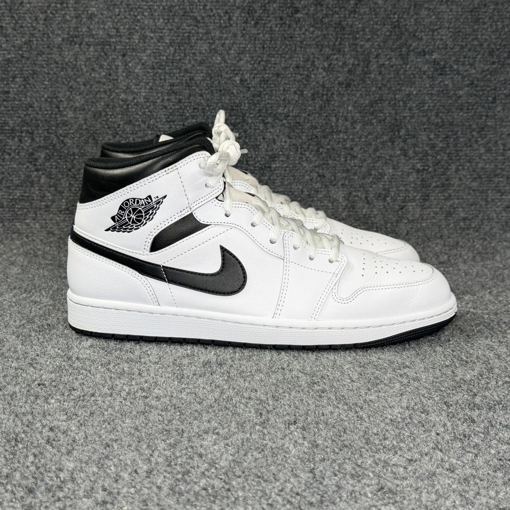 Jordan 1 Mid Reverse Panda Shoes Men's 11 White Black Retro Athletic Sneakers